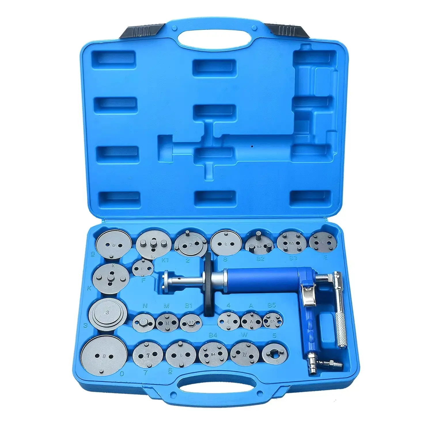 24-Piece Pneumatic Brake Caliper Piston Rewind Tool Kit, Air Operated Rear Brake Piston Wind Back Set