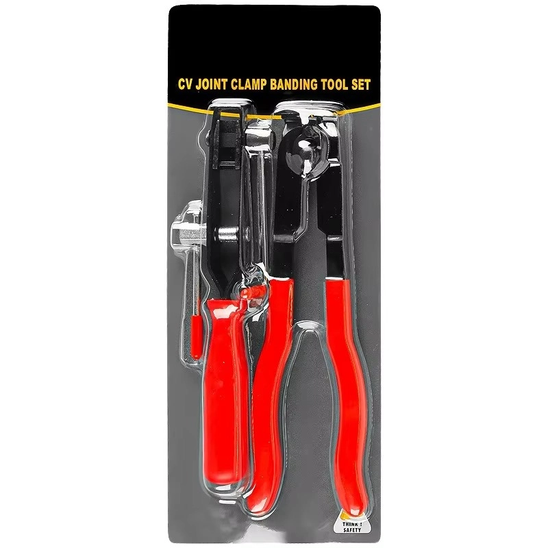 CV Joint Boot Clamp Pliers Set, Axle Boot Crimping Tool, Earless Hose Clamp Crimper & Cutter Pliers