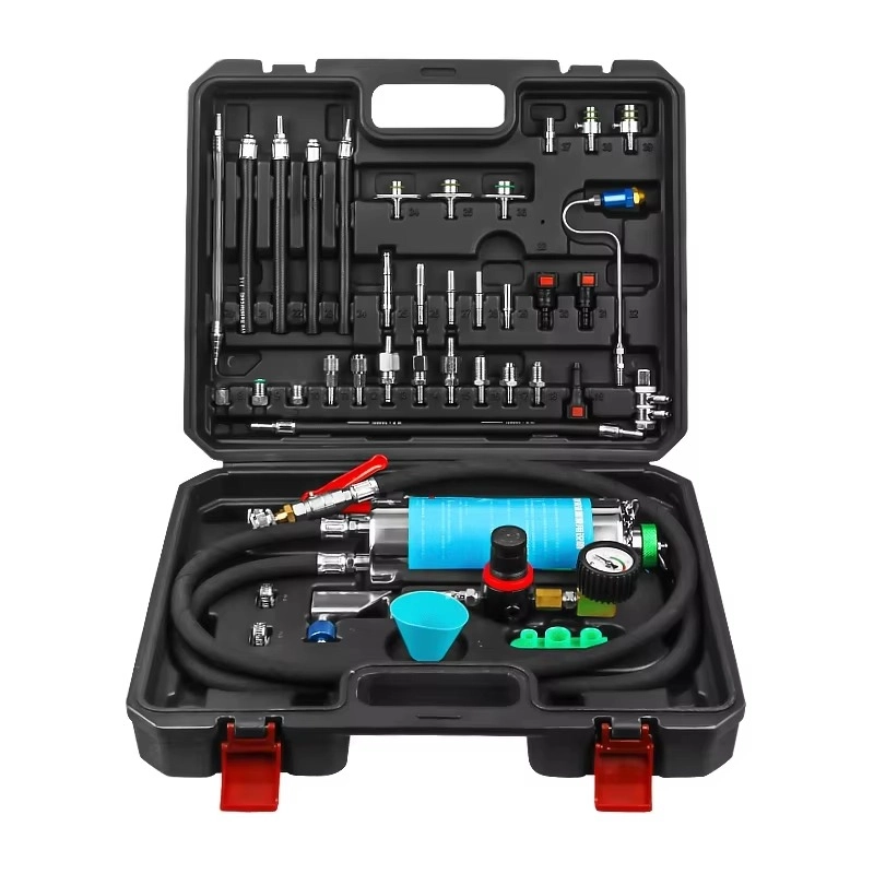 Non-Dismantle Fuel Injector Cleaning Tool Kit, Car Fuel System Cleaner, Ultrasonic Injector Flush Cleaning Set with Multiple Adapters